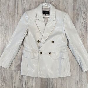 Banana Republic White faux, leather Double-Breasted Blazer